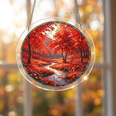 4 Pack Season Suncatcher Puzzle For Window Acrylic Hanging Decor  Nature Scenery Catcher Ornament For Home Garden Patio