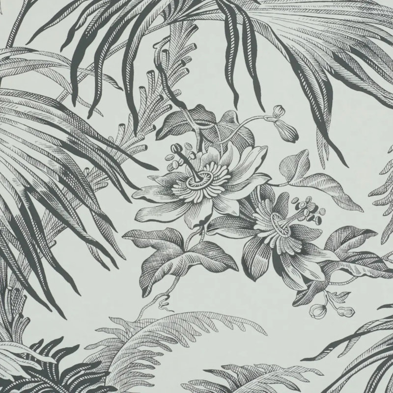 Schumacher x Jill Lasersohn Toile Tropique Wallpaper, Black
