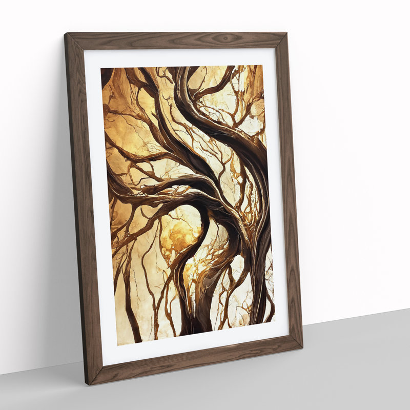 Abstract Autumn Tree No.3 - Framed Print, 34cm H x 25cm W, Walnut