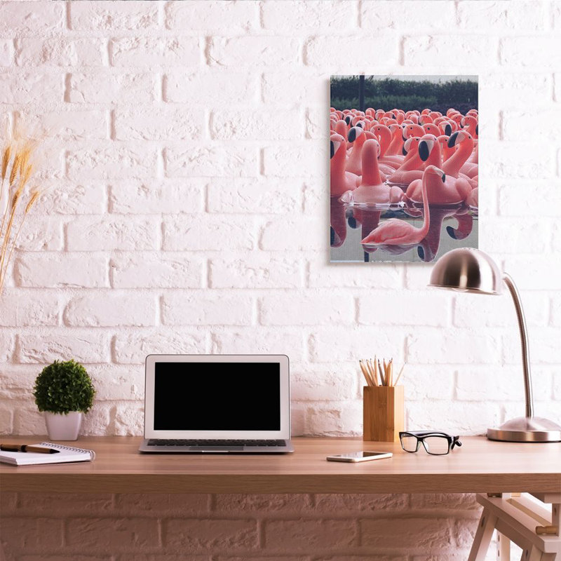 Funny Pink Flamingo Pool Bird Canvas Print, 24 x 30