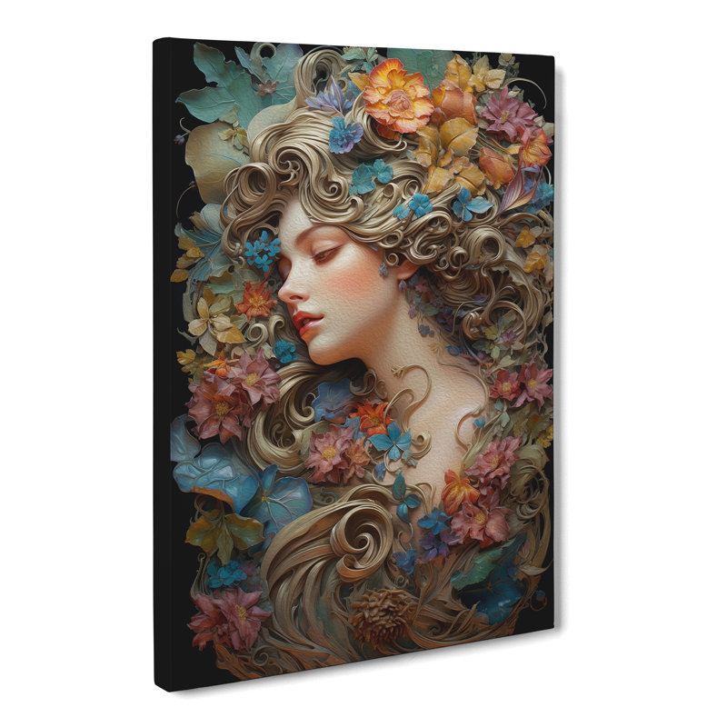 Floral Nouveau - Wrapped Canvas, 50cm H x 35cm W x 3cm D