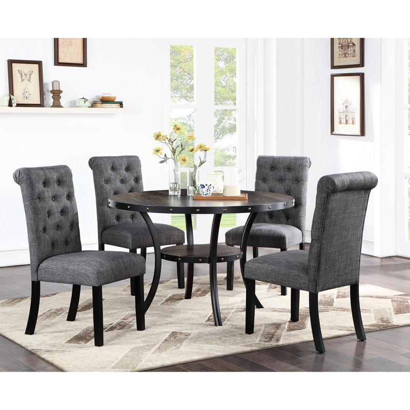 2 chaises de salle à manger gris anthracite, mousse contemporaine rembourrée de dossier et roulée pour 2 chaises en tissu de pièce, rassemblement rembourré
