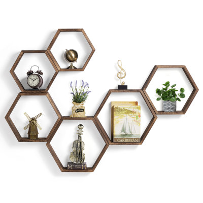 6 Piece Hexagon Floating Shelf