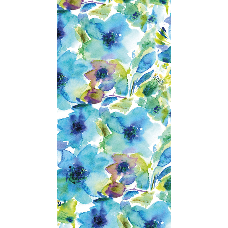 Pretty Blue Flowers Easy to Clean Vinyl Mat, Rectangle 2' x 3'