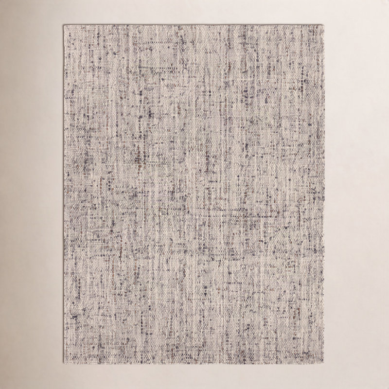 Elya Handmade Dhurrie Wool Gray Area Rug, Rectangle 6' x 9'