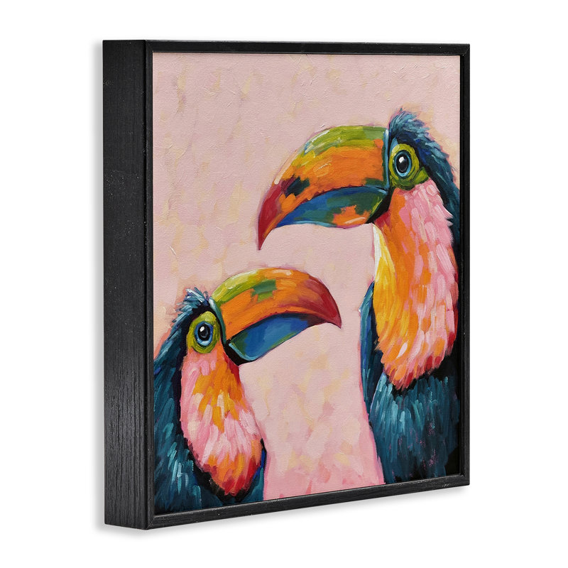 Tropical Toucan Paradise, estampe numérique, design par Lucia Stewart, H 12 po x l 12 po, Giclée noire de minuit encadrée