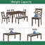 Ensemble de salle à manger 6 pièces en bois élégant: table rectangulaire et 4 chaises + banc, pour 6 personnes
