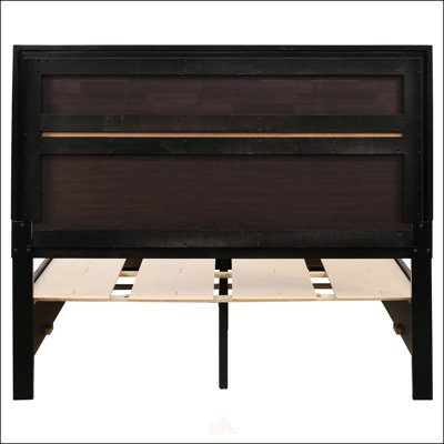 Lit à panneaux avec rangement intégré Urbana noir avec tiroirs intégrés et accents glamour, parfait pour les chambres à coucher modernes.