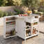 Chariot pour îlot de cuisine extérieur avec plan de travail en acier inoxydable, roues verrouillables, tiroir, armoire et tablettes ouvertes-133200622