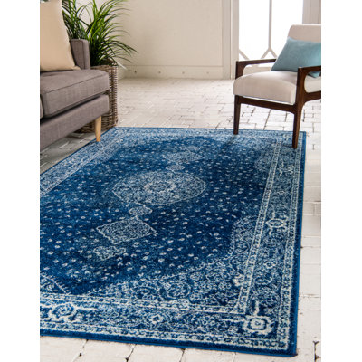 Tapis bleu marine Rizo Pat
