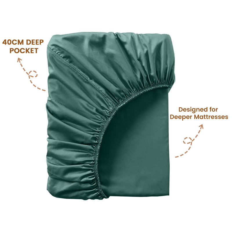 40cm Extra Deep Fitted Sheet - Luxury Microfiber Deep Pocket Bed Sheet Secure Fit, Kingsize (152x200cm), Emerald