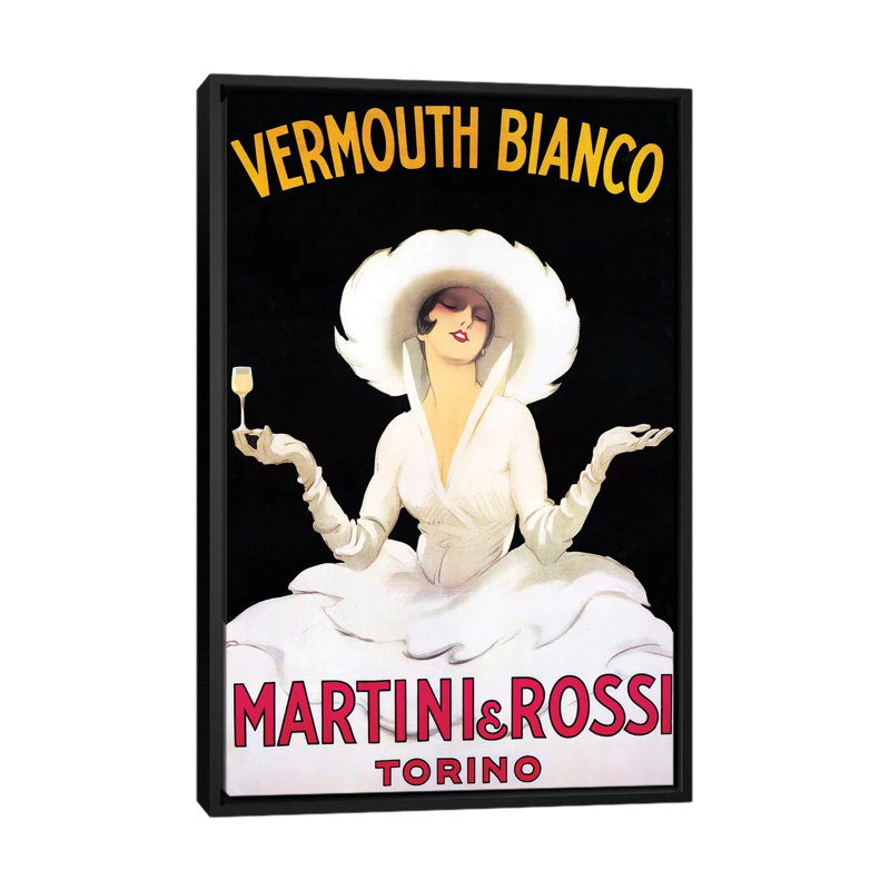 «Vermouth Bianco», impression sur toile, H 26 po x l 18 po x P 1,5 po, Toile avec cadre noir, Pas de tapis