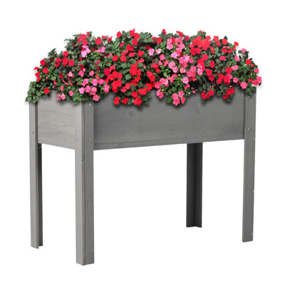 Spacieuse boîte à fleurs surélevée en bois massif de 40 pouces avec quatre pattes pour la culture de plantes en plein air, de légumes, d'ombre brune chaude, de bricolage simple, 20 de largeur, 31 de hauteur de conception