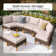 Outdoor Wicker Patio Conversation Furniture Set With Swivel Chairs And Firepit Table