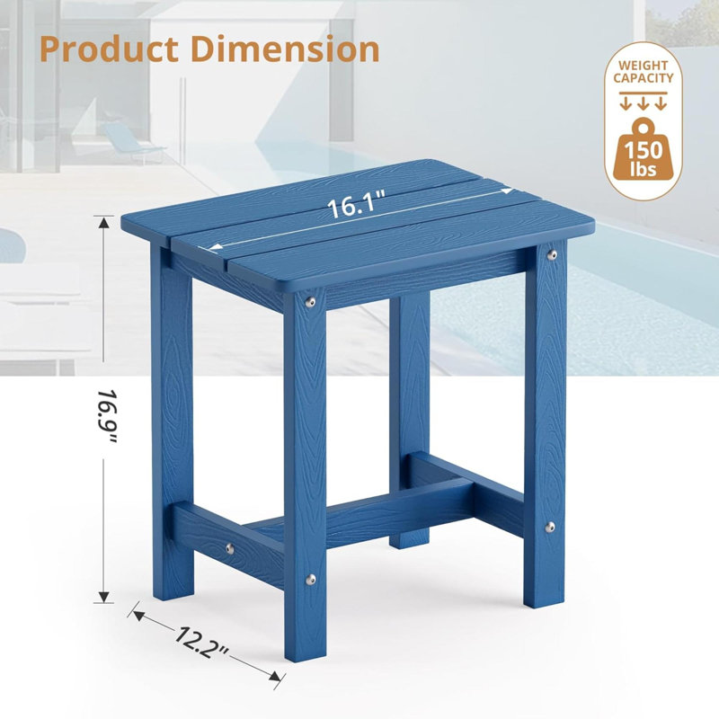 Outdoor Side Table, HDPS  Outdoor Adirondack Side Tables, Outside End Table For Patio, Porch, Deck, Pool, Weather Resistant/Easy Maintenance
