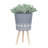 S/2 10/12" DIAMOND PLANTER W/ WOOD LEGS, GRAY (KD)