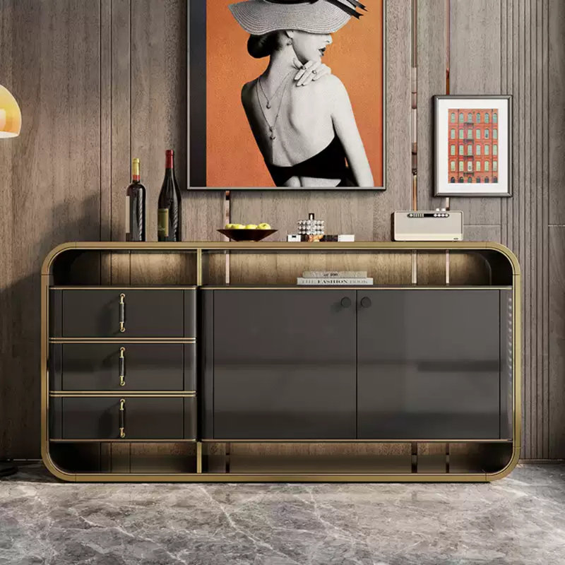 Buffet clair luxueux, H 33,46 po x l 55,12 po x P 16,93 po, Gris foncé