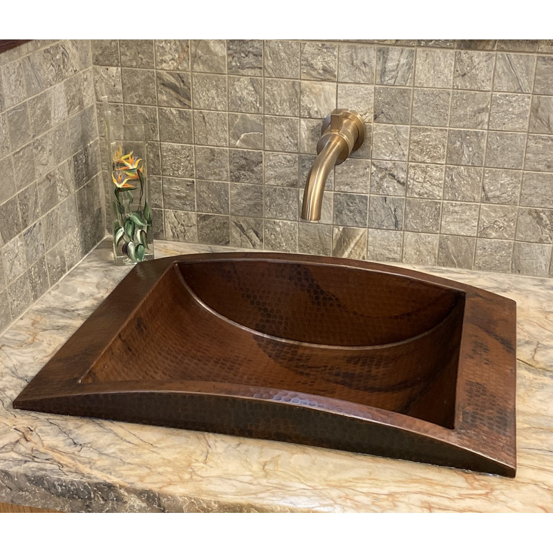 Lavabo de salle de bain rectangulaire en cuivre 20 po x 14 po avec tablier de 2 po