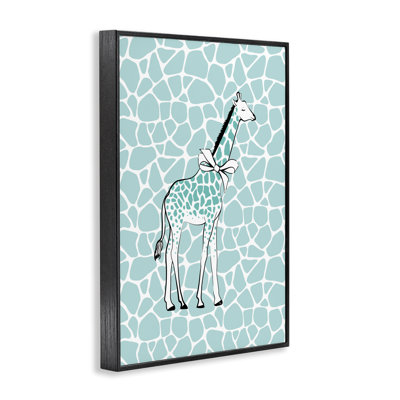 Art giclée encadrée girafe bleue à motifs bleus par Martina Pavlova