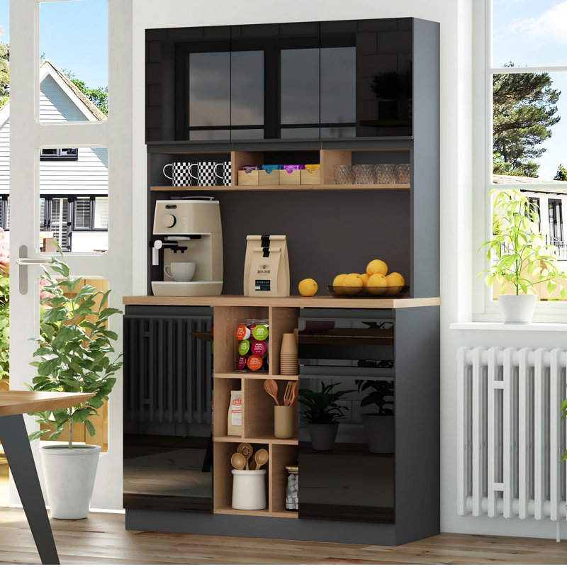 185cm Kitchen Pantry, Black