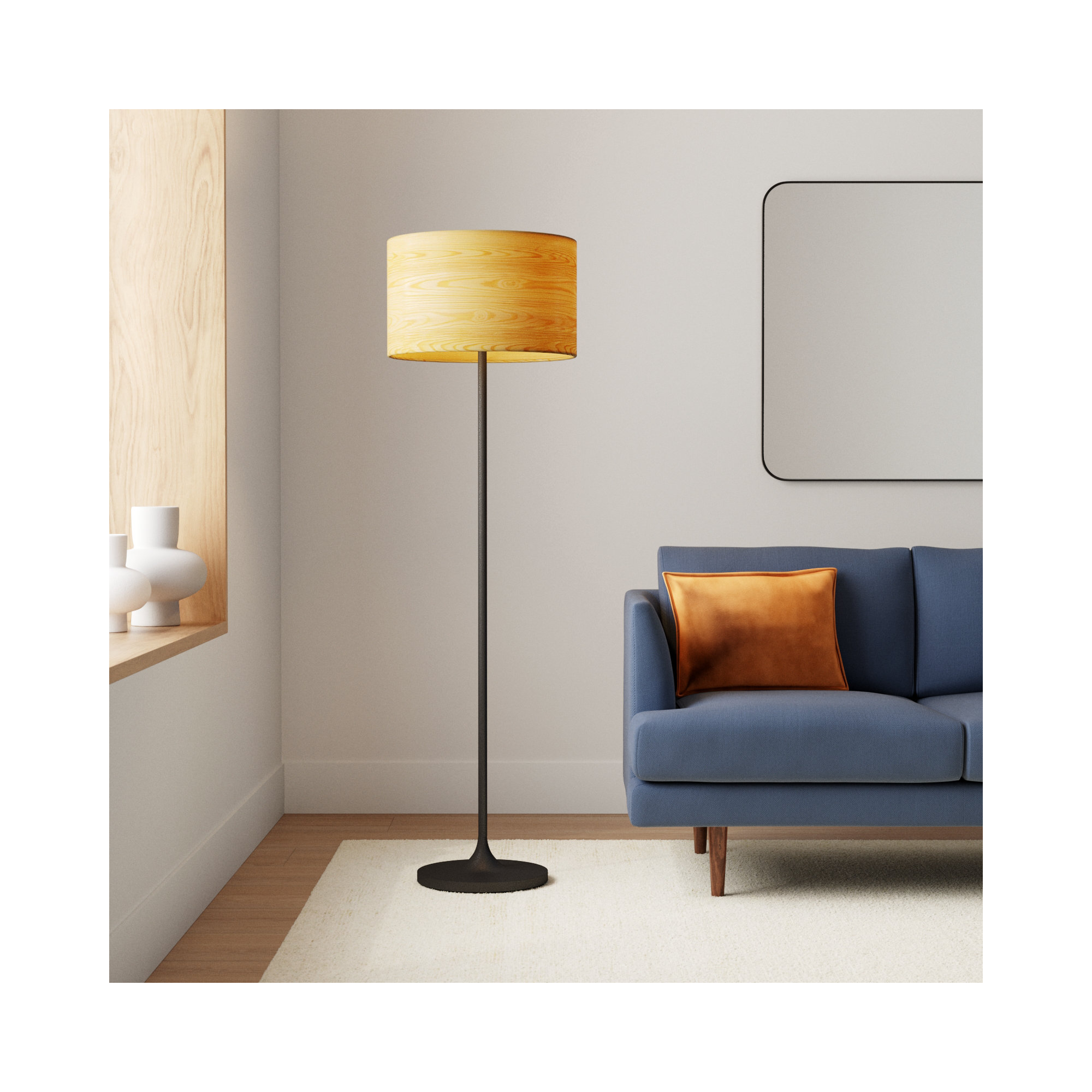 California 59.5'' Floor Lamp, Beige, Black