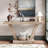 Vintage Distressed Wood Entryway Bench, 60 Inch, With 2-Tier Solid Wood Veneer Storage Cabinet, Rustic Wide Design For Hallway, Living Room, Or Behind Sofa, Antique Natural Finish | Gift Idea-148064845