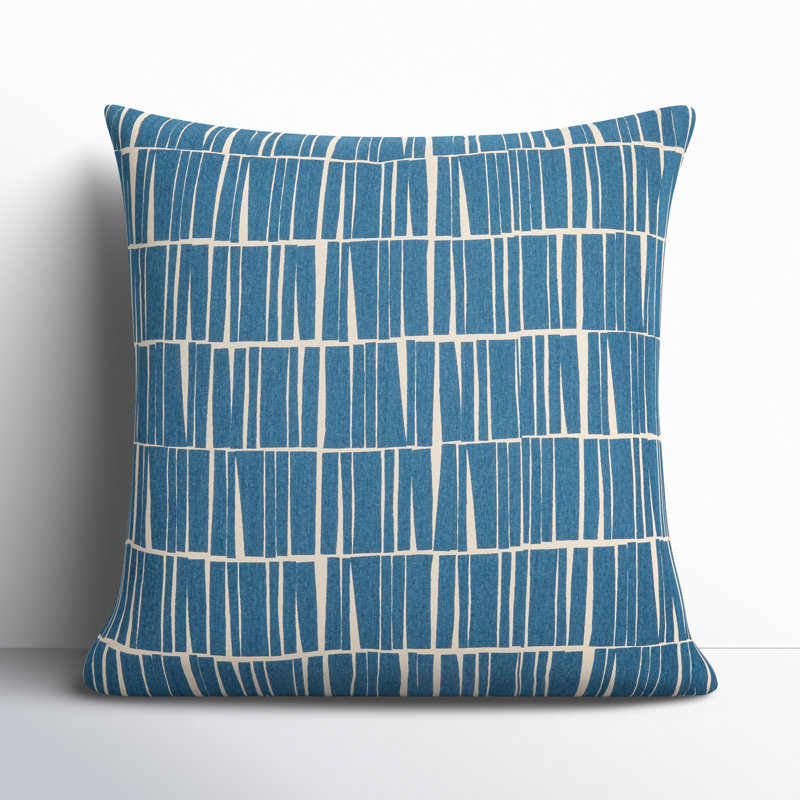 Barrone Abstract Down Reversible Throw Pillow, 20" x 20", Dark Blue/Beige