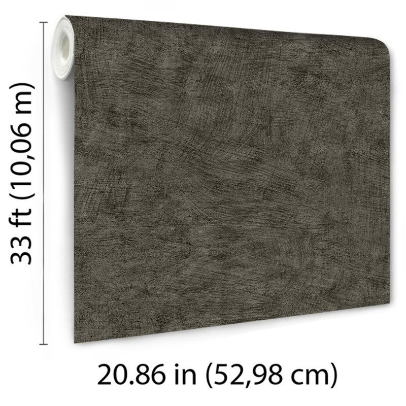 Pampas Plain Brushed Texture Black Wallpaper, Black