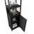 BLACK  Storage Tall Slim Cabinet With Shutter Door And 3 Tier Shelves, Freestanding Linen Tower Cabinet For Living Room, Kitchen, Bathroom Organizer, Natural Bamboo