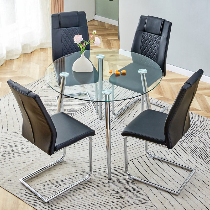 5-Piece Dining Table Set, Black