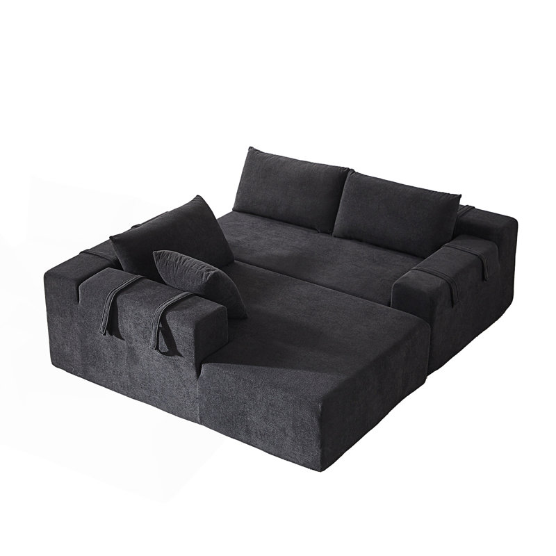 Ensemble de canapé modulaire rembourré Boneless, Orienté à gauche (vu de face), Chenille noir