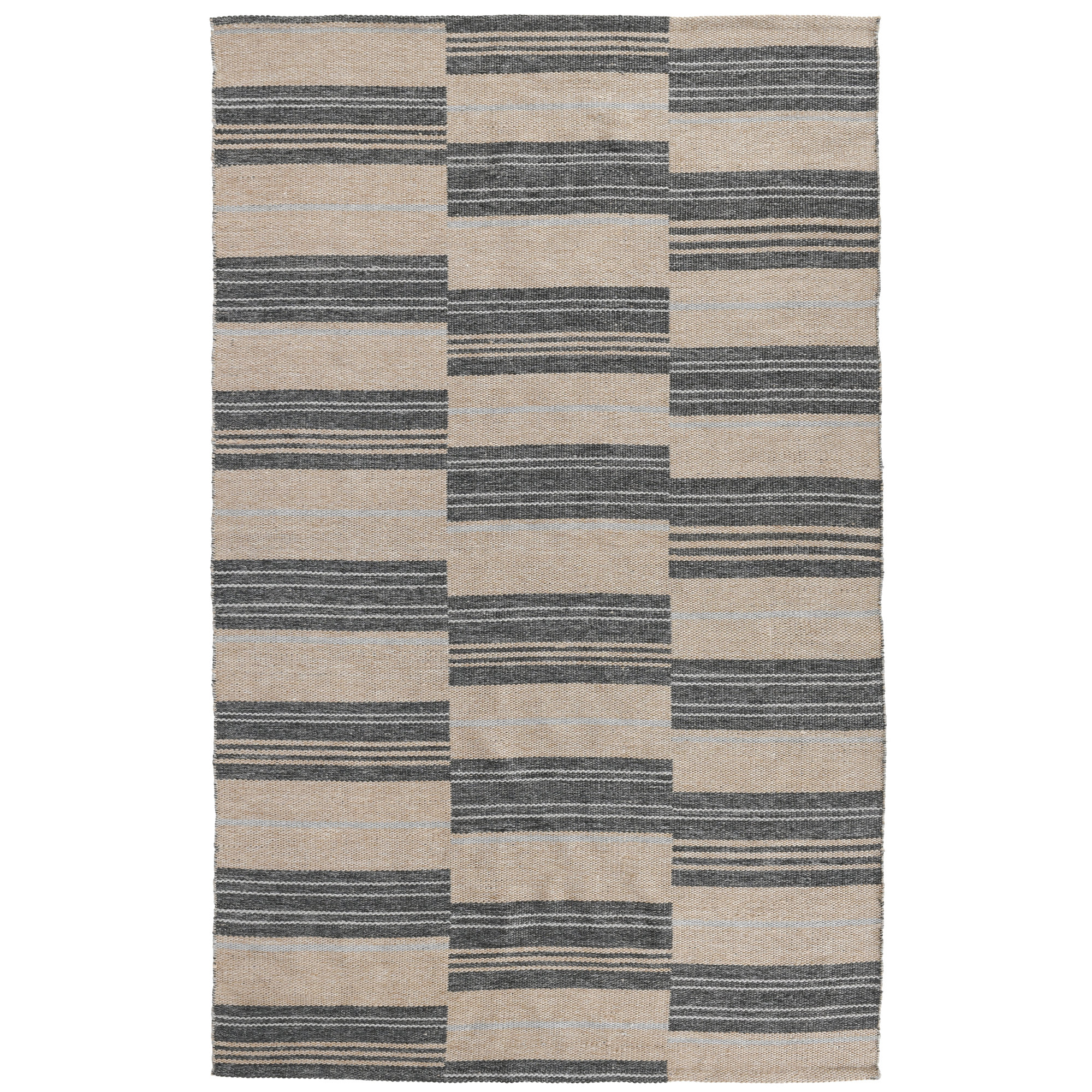 Cindy Indoor Outdoor Handwoven Stripe Charcoal Area Rug, Rectangle 2' x 3'