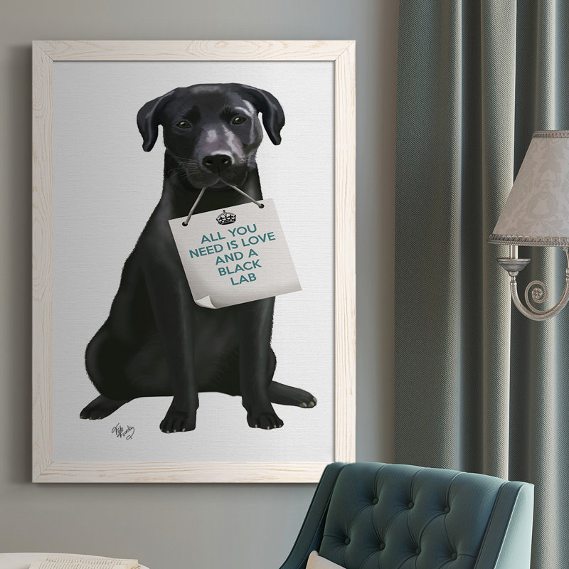 «Gapland Love And Black Labrador», reproduction d'art sur toile, Cadre blanc, H 37,5 po x l 27,5 po x P 1 po