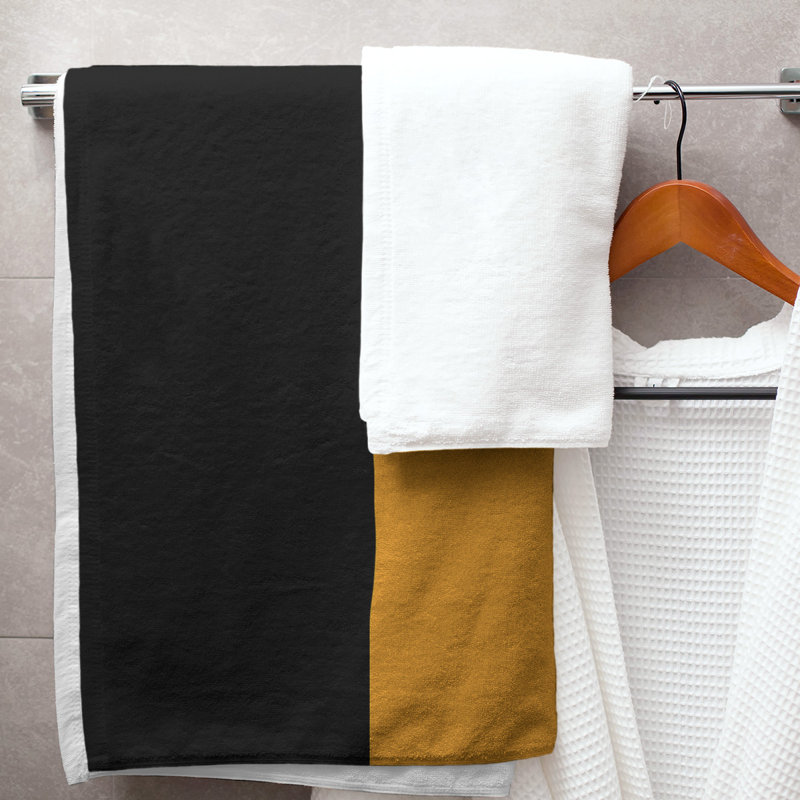 Cotton Blend Lightweight Bath Towel, Black/Yellow/Red