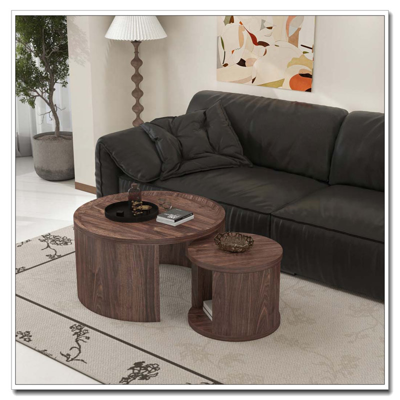 Ensemble de tables basses rondes, Natural Wood
