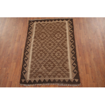 Brown Kilim Reversible Wool Area Rug 3x5