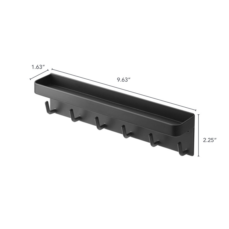 Black Metal Magnetic Key Rack with Tray