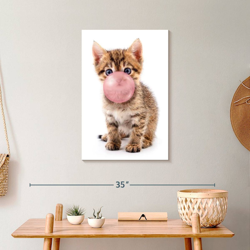 " Bubble Gum Kitten ", 16" H x 24" W x 1.25" D