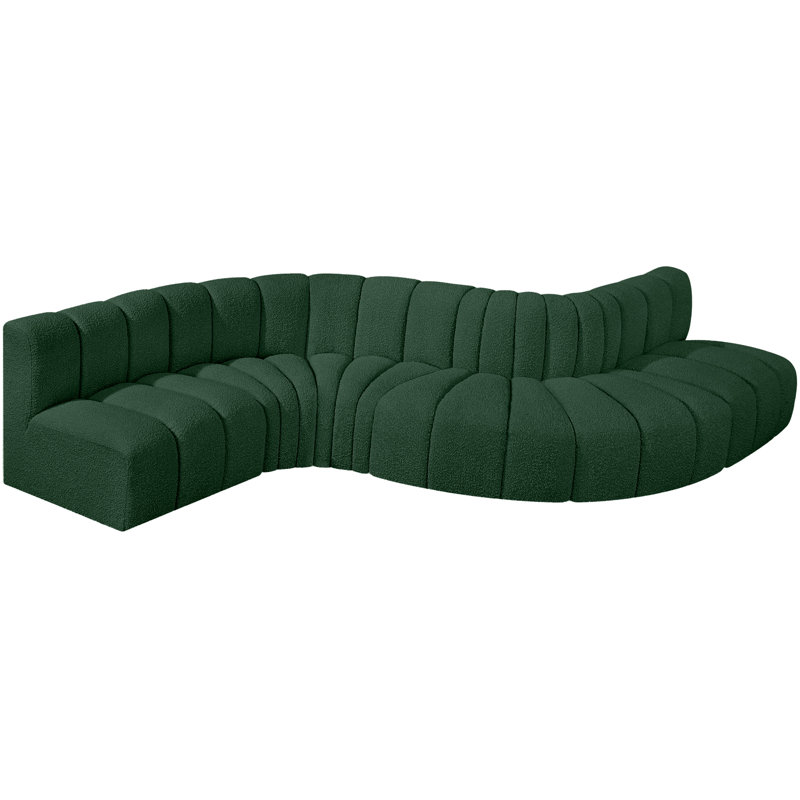 Canapé et méridienne rembourrés Izelia, Tissu bouclé vert