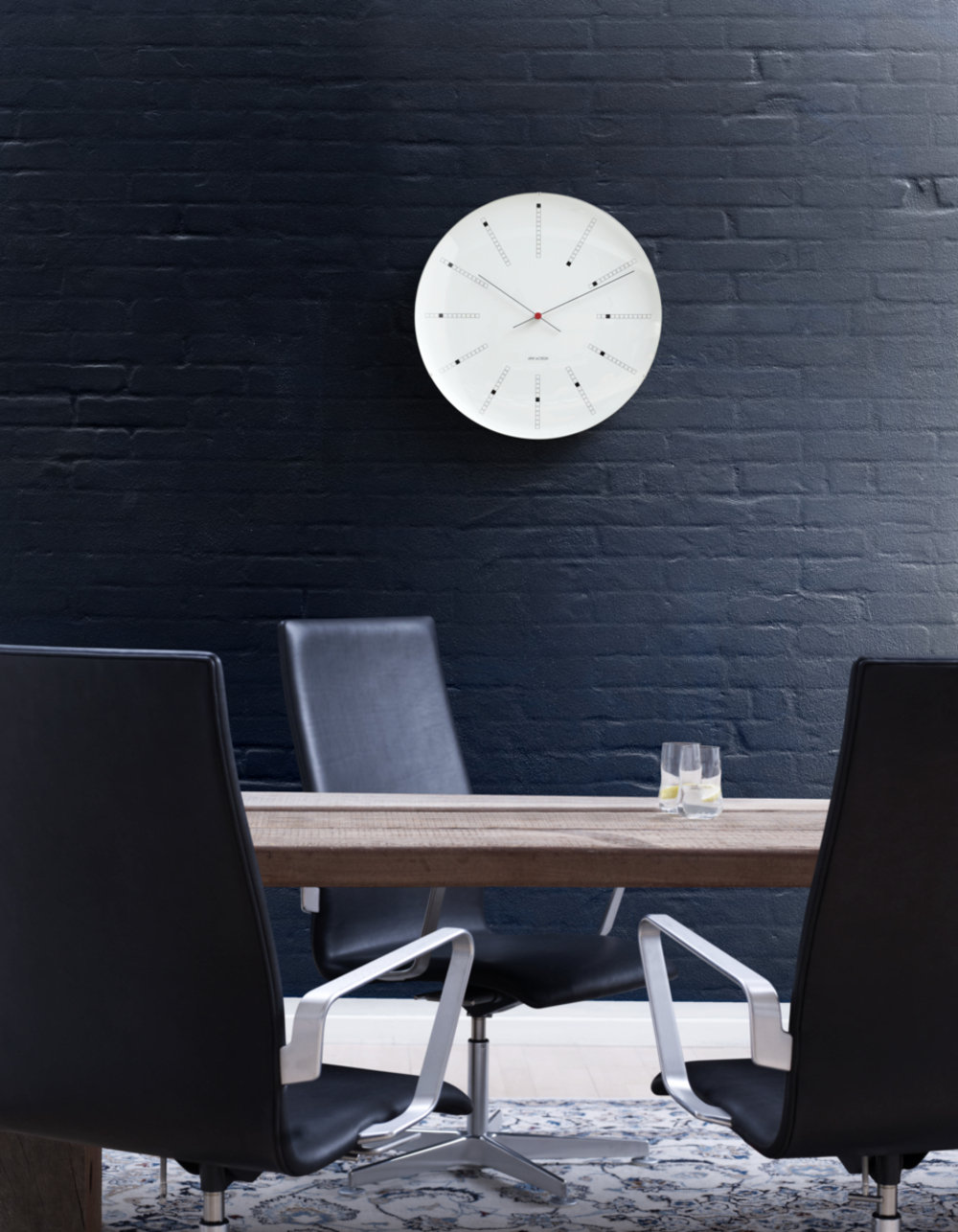 Bankers Metal Wall Clock, White/Black/Red, Extra Large