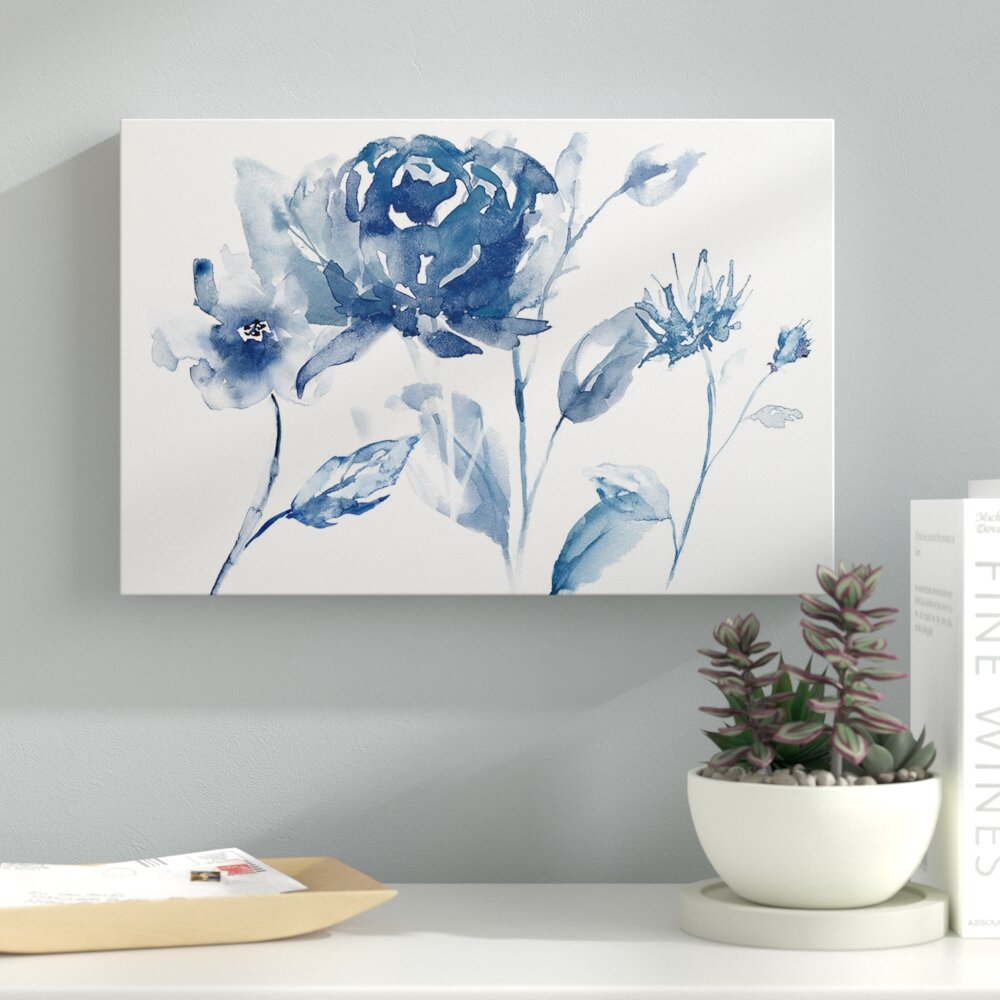 Ebern Designs 'Translucent Blues I' Print on Wrapped Canvas & Reviews ...