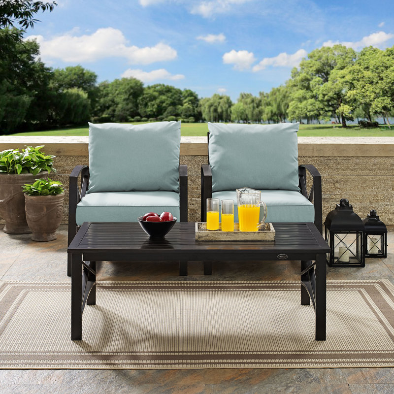 Mosier 2 - Person Patio Conversation Set with Cushions, Mist