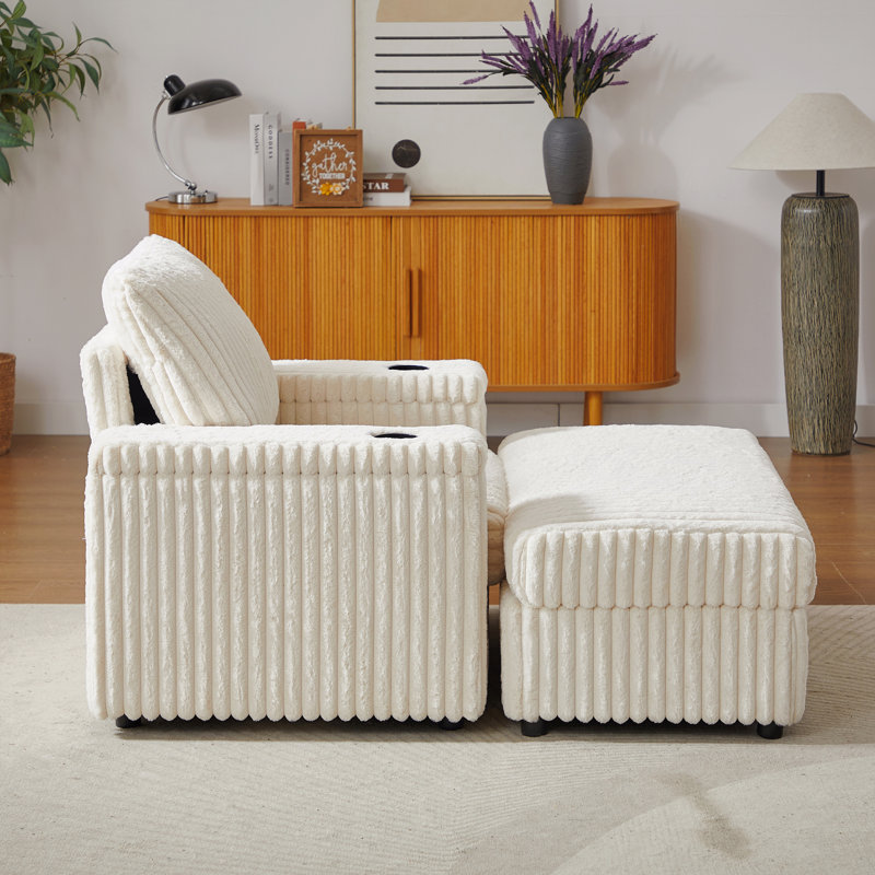 Fauteuil inclinable Corduroy, Beige