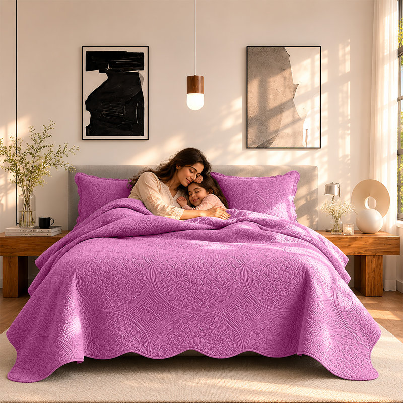 Ensemble de couvre-lit surdimensionné à motif floral Moonlight, King, LILAC/PURPLE