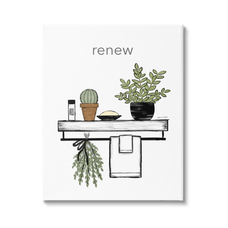 «Renew Bathroom Botanical Spa Plants» par Annie Lapoint - impression sur toile tendue, H 30 po x l 24 po x P 1,5 po