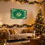 Décorations de Noël flocons de neige, rubans de pin, branches de pin, fond vert, ensemble de 3 impressions sur toile-201204433