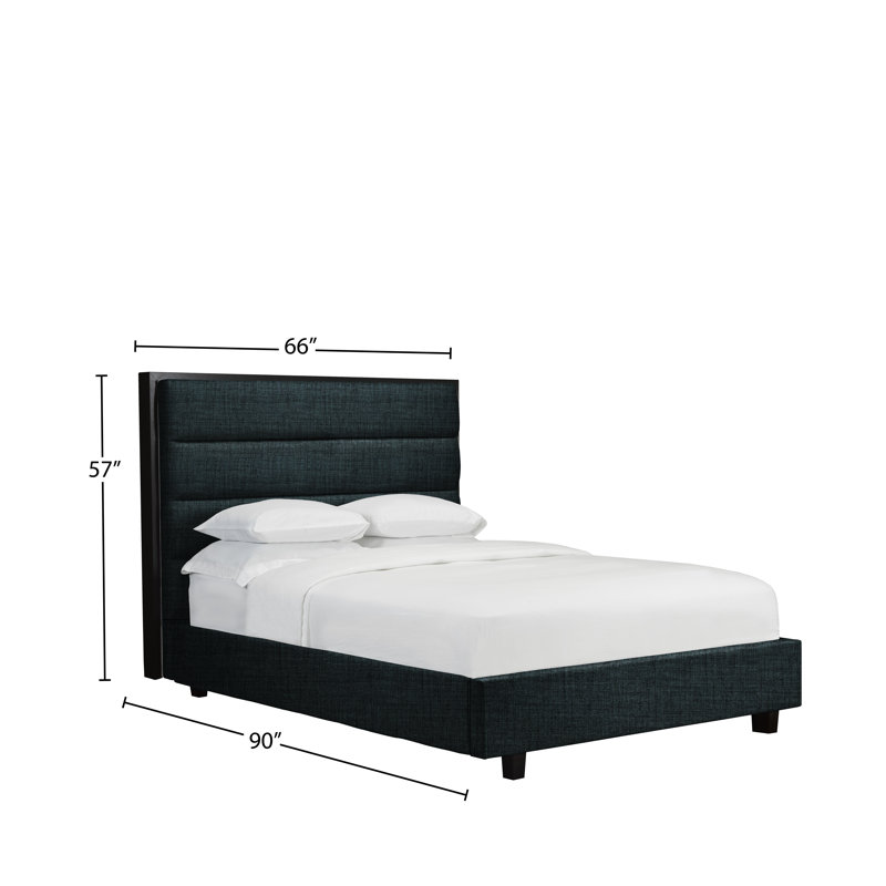 Lit plateforme avec rangement rembourré Haltwhistle, Denim, Grand
