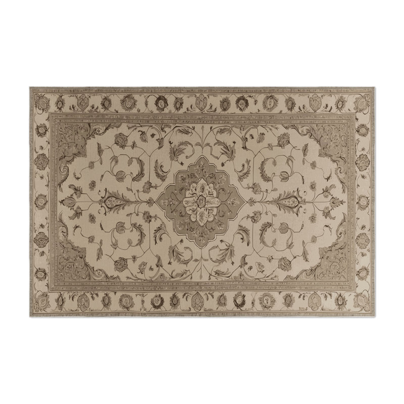 Tapis gris d'intérieur et d'extérieur Tabriz, Rectangle 5 pi x 7 pi