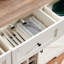 Armoire de rangement avec 2 portes, 3 tiroirs et tablette à vin