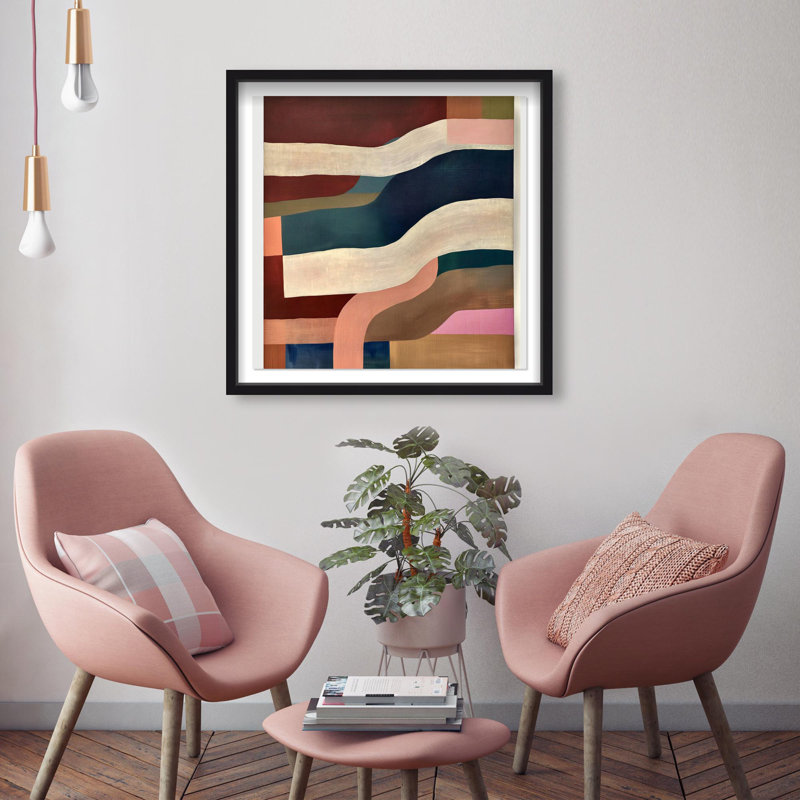 Oliver Gal Desert Glow Abstract - Luxury Shadowbox Framed Wall Art, 25.5" H x 25.5" W, Black